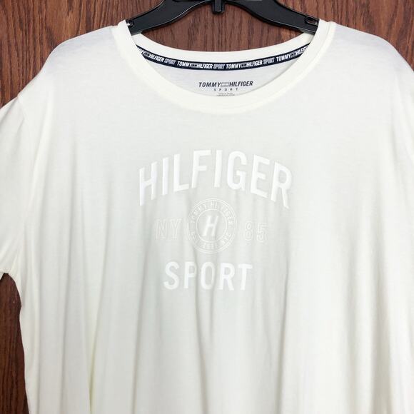 TOMMY HILFIGER SPORT Womens Varsity Graphic T-Shirt XL White Boyfriend Fit NWT - Picture 5 of 12